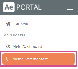 Meine Kommentare über die linke Navigation öffnen